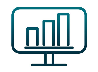 Icon of computer screen and bar graph